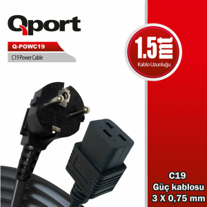 QPORT 1.5metre Q-POWC19 Power Kablosu Güç Kaynakları İçin