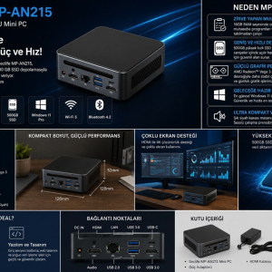 SECLIFE RYZEN 3 3200U - 16GB DDR4 RAM - 500GB SSD - W11H MINI PC / MP-AN215 SİYAH
