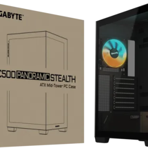 GIGABYTE C500 Panoramic Stealth Ön ve Yan Paneli Temperli Cam 4x ARGB Fanlı Gizli Konnektör Uyumlu Siyah Mid Tower Kasası
