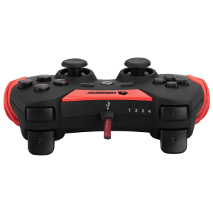 GAMEBOOSTER GB-J54R USB Kablolu Oyun Kolu, Çift Titreşim Motorlu, Ergonomik Kırmızı Tasarım, PC ve PS3 Uyumlu Gamepad