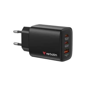 VERBATIM Essentials 32352 GaN Şarj Cihazı 65W - 3 Port - 2x USB-C PD 3.0 65W + USB-A QC 3.0 18W