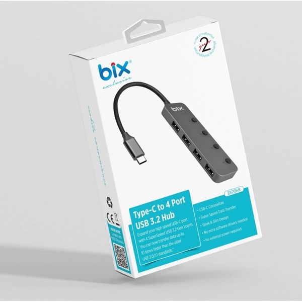 BIX BX20HB 4 port Type C USB Dönüştürücü Hub - Görsel 4
