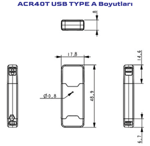 ACS ACR40T-A5 USB Type-C SIM Boyutlu Temaslı E-İmza Akıllı Kart Okuyucu